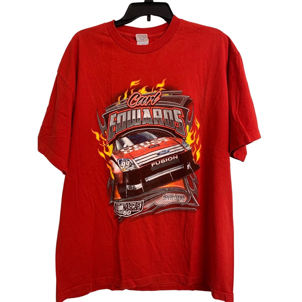 Vintage 2008 Carl Edwards #99 NASCAR 60th Anniversary T-Shirt XL Roush Fenway 99